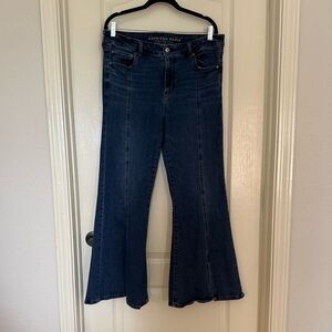American Eagle Outfitters Dark Blue Wide Leg Jeans